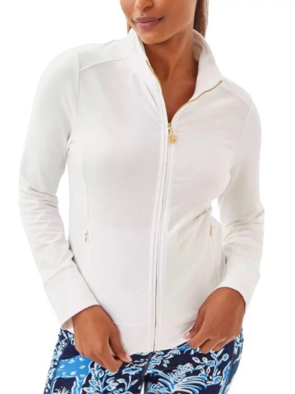 LILLY PULITZER Womens UPF 50+ Delphine Zip-Up Golf Jacket - White XL